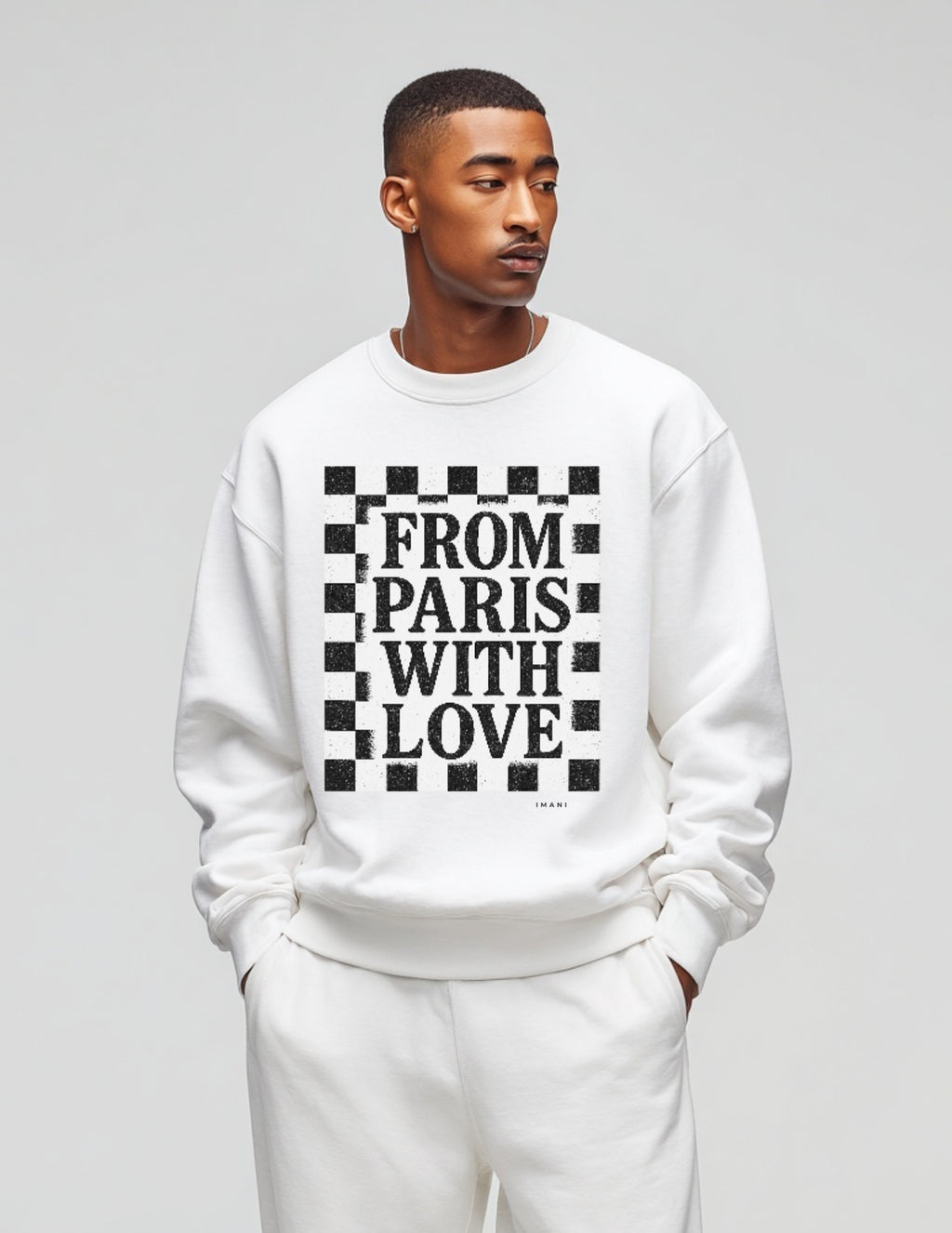 IMANI Oversized Sweatshirt “From Paris With Love” – Minimalist Streetwear