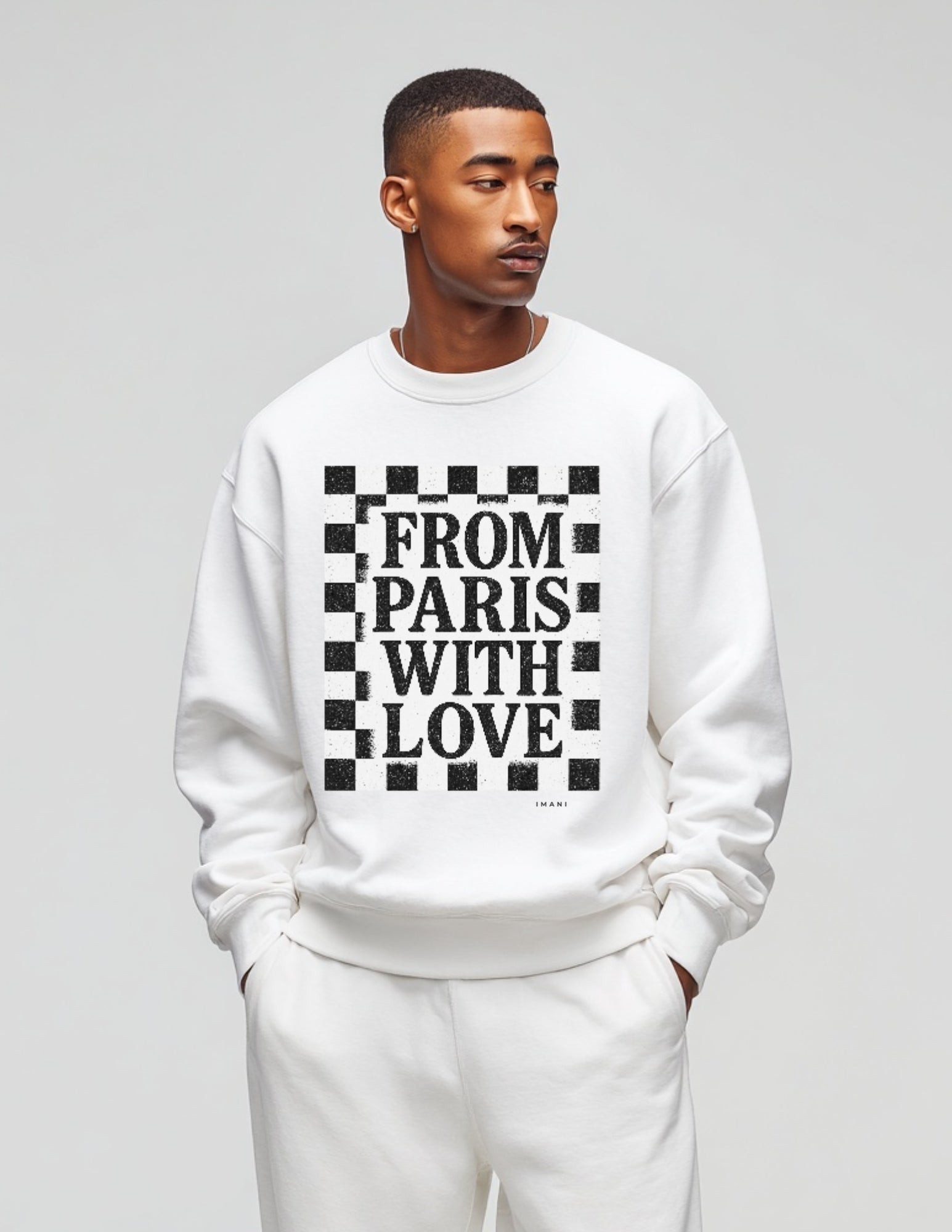 IMANI Oversized Sweatshirt “From Paris With Love” – Minimalist Streetwear