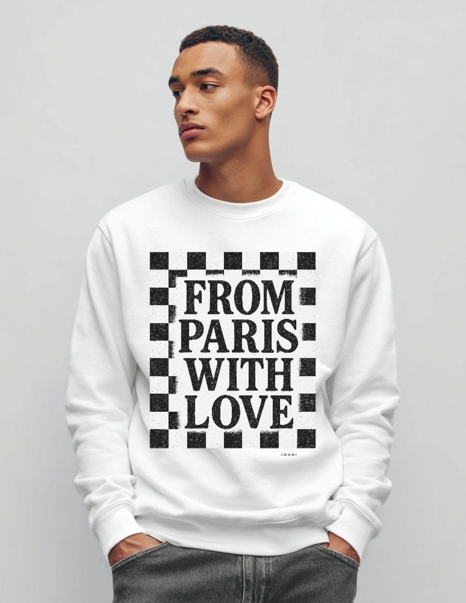 IMANI Oversized Sweatshirt “From Paris With Love” – Minimalist Streetwear