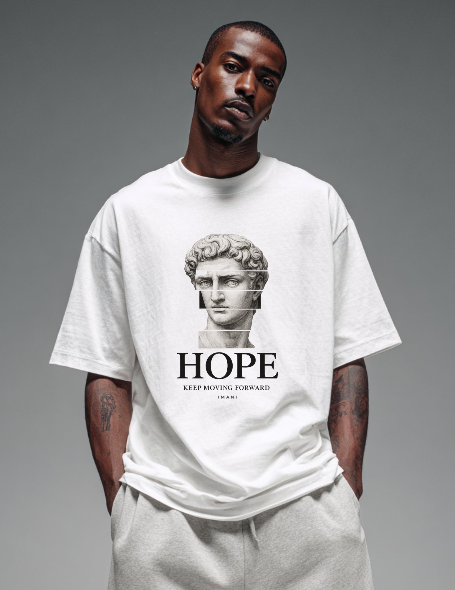 HOPE Oversized Sweat-shirt - Fragmented Sculpture Print
