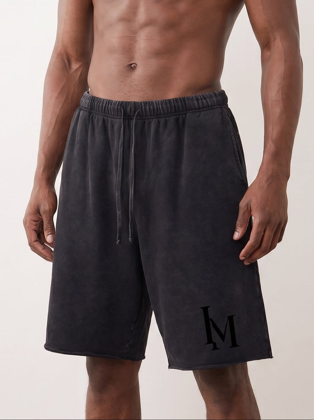 Short Snow Washed Raw Hem — Charbon