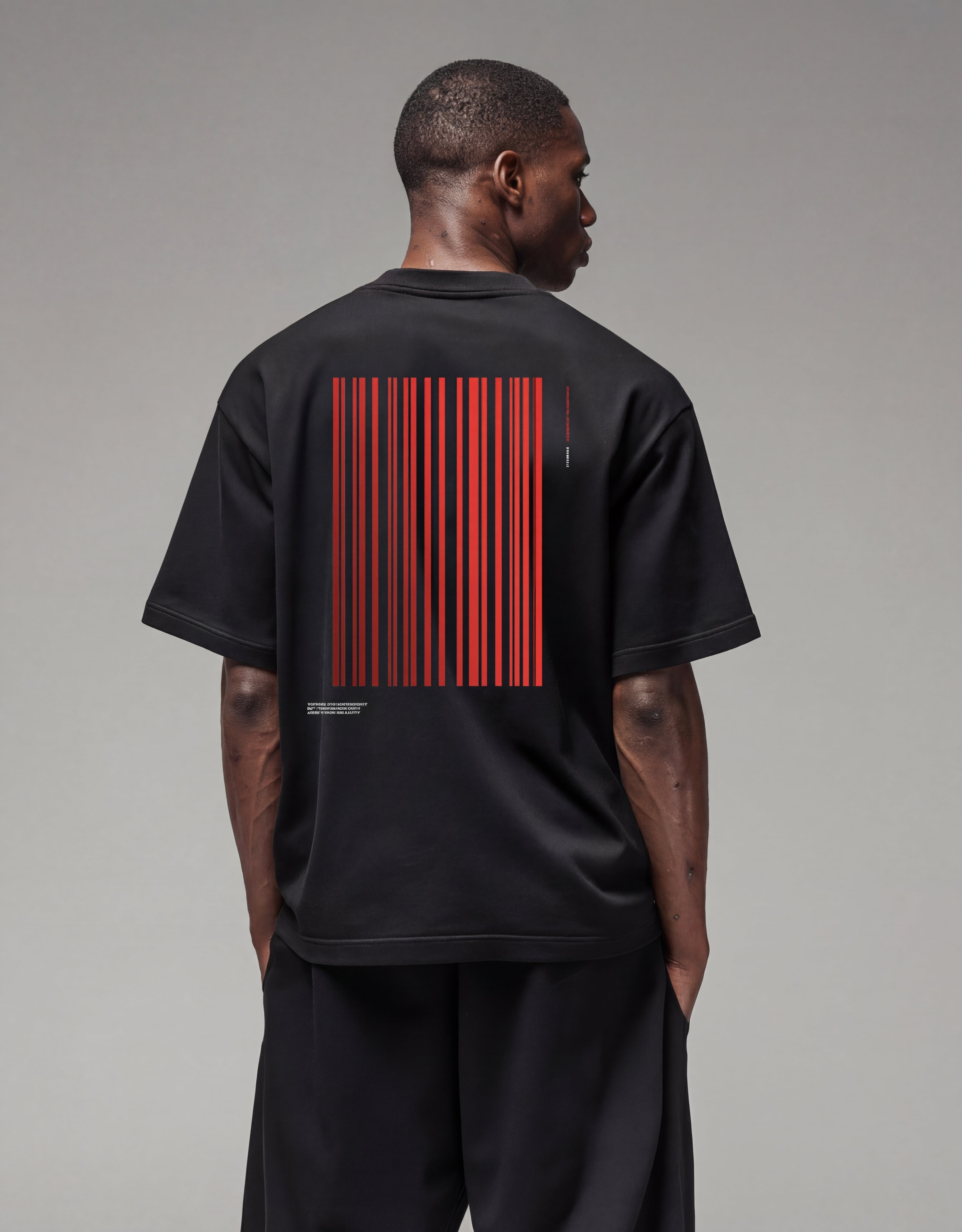 Oversize Tee - Barcode Inspired Minimal Design - Fashion Streetwear