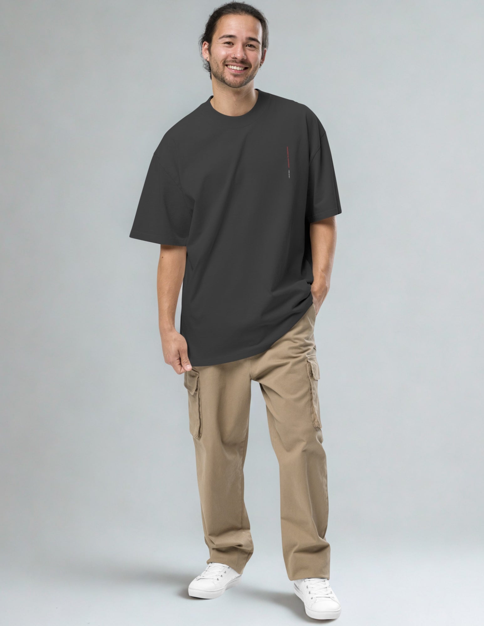 Oversize Tee - Barcode Inspired Minimal Design - Fashion Streetwear