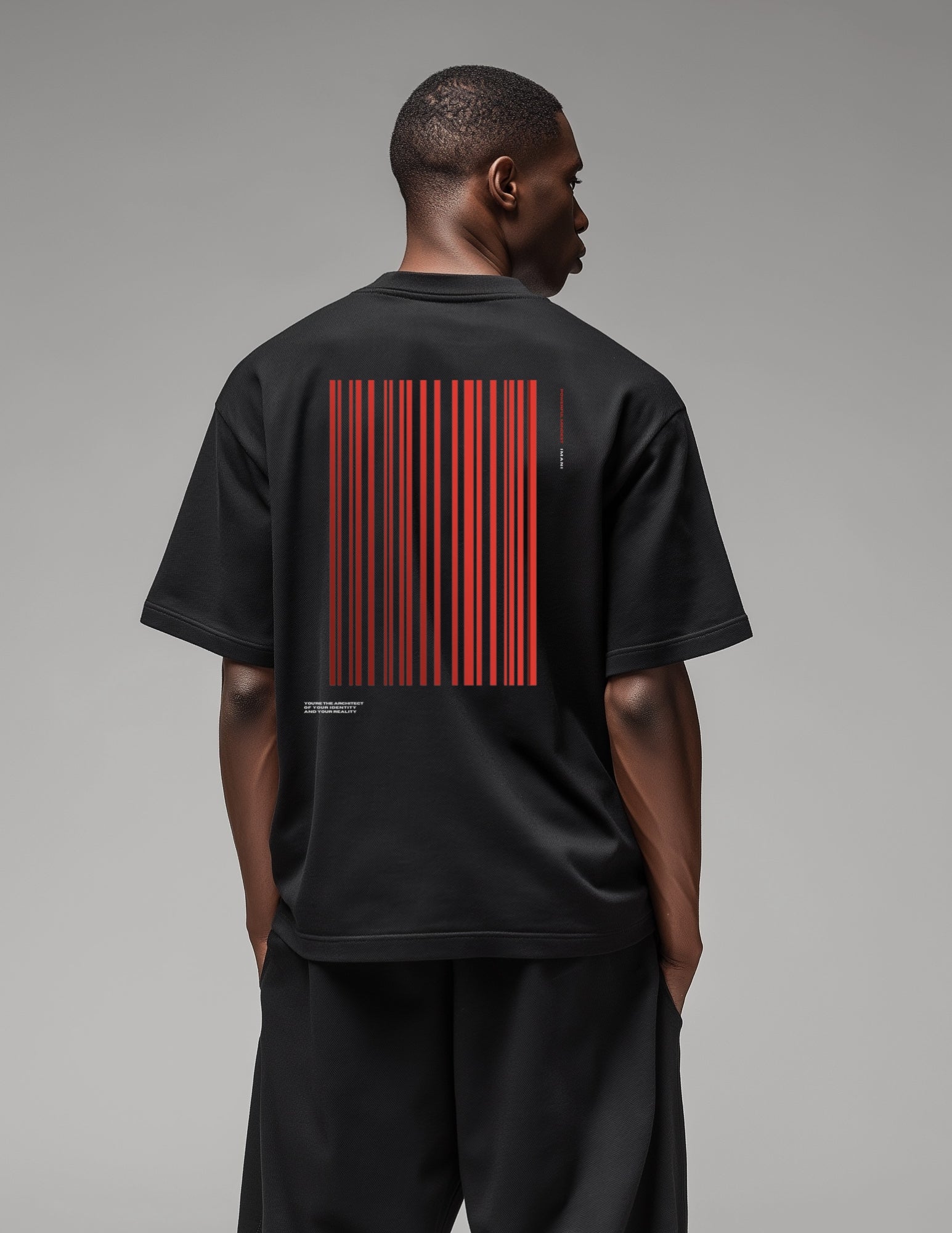 Oversize Tee - Barcode Inspired Minimal Design - Fashion Streetwear