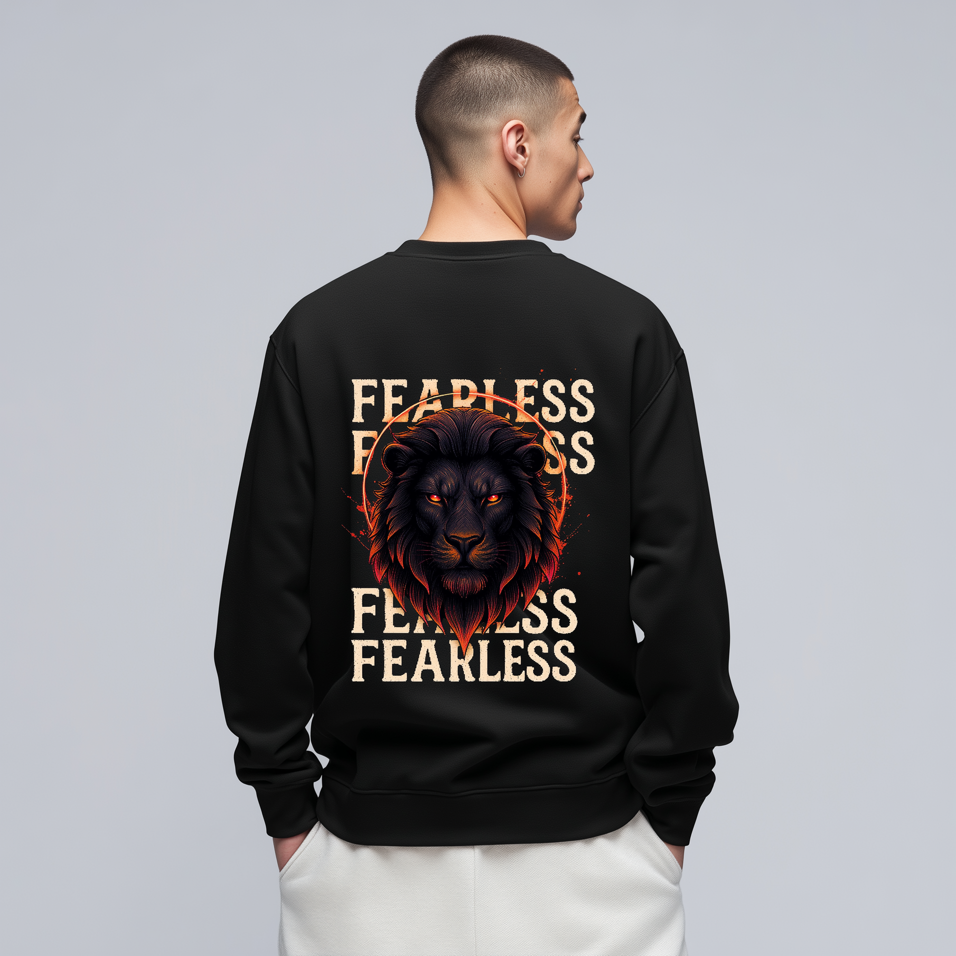 Lion Graphic Crewneck Sweatshirt for Fearless Living and Confidence
